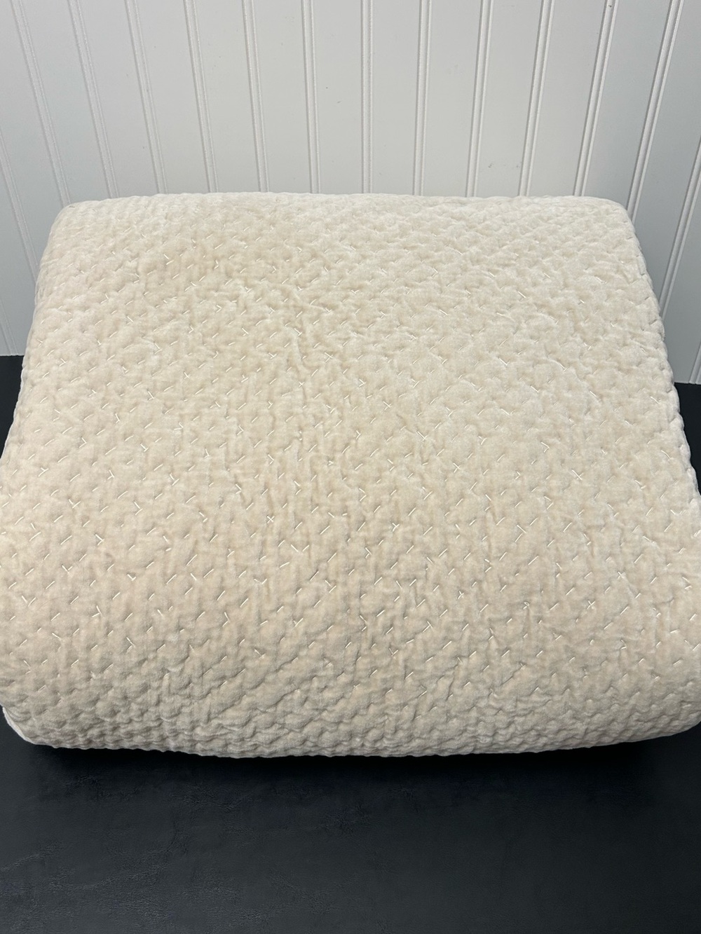 Pottery Barn Velvet Cross Stitch King quilt  parchment